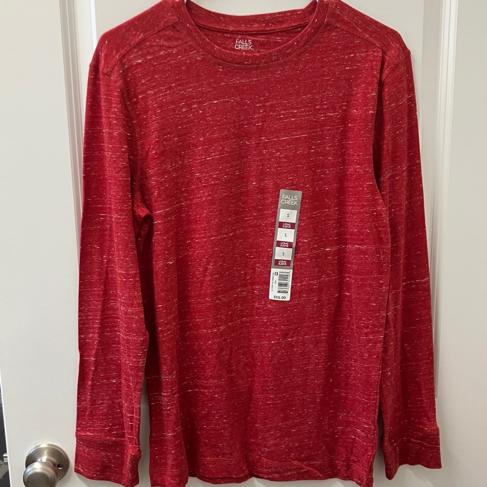 NWT Falls Creek Men’s Long Sleeve Crew Neck T-Shirt, Red, Small